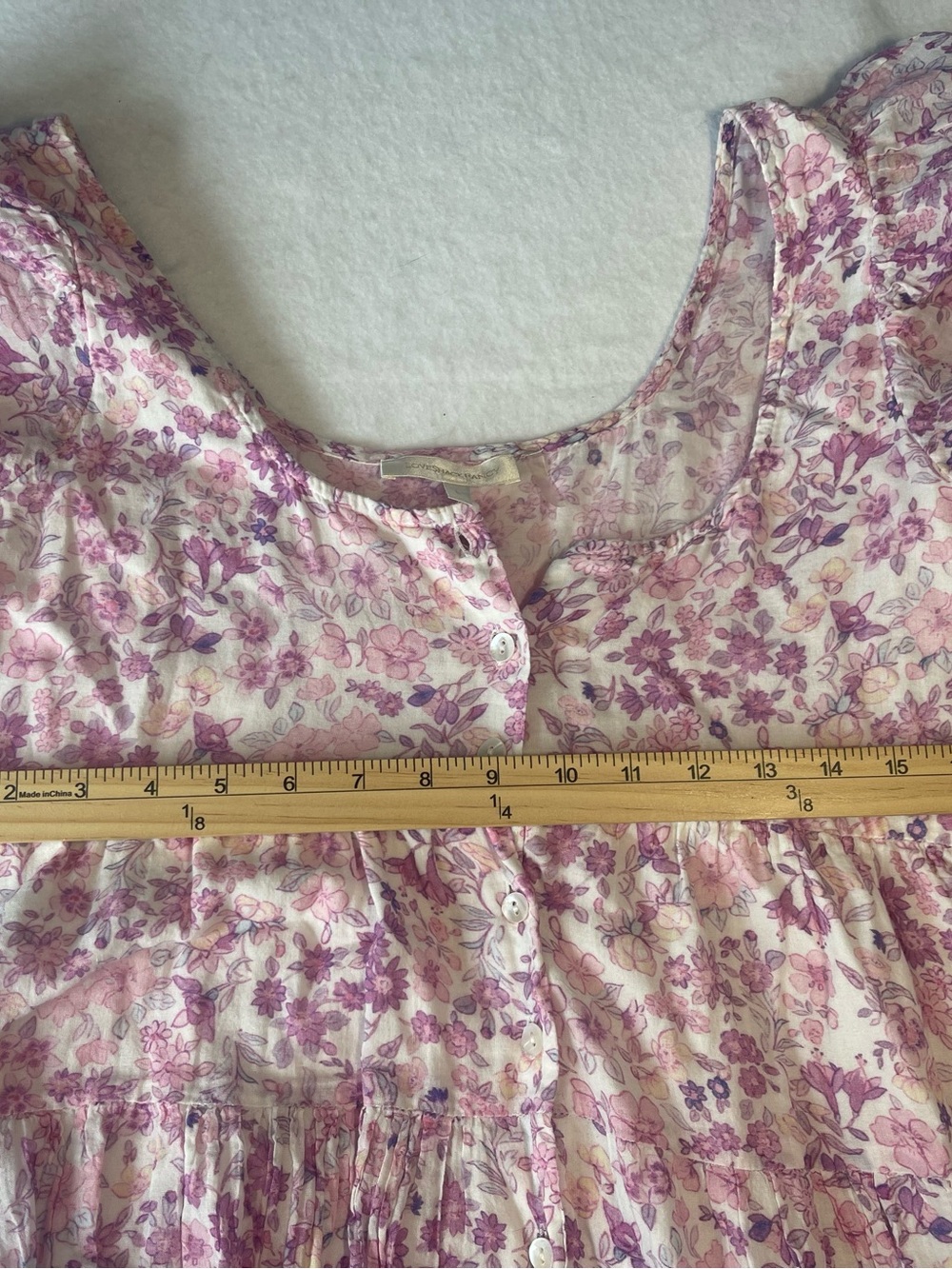 LoveShackFancy Pink Floral Puff Sleeve Mini Dress Size Large Cottagecore - Picture 7 of 10